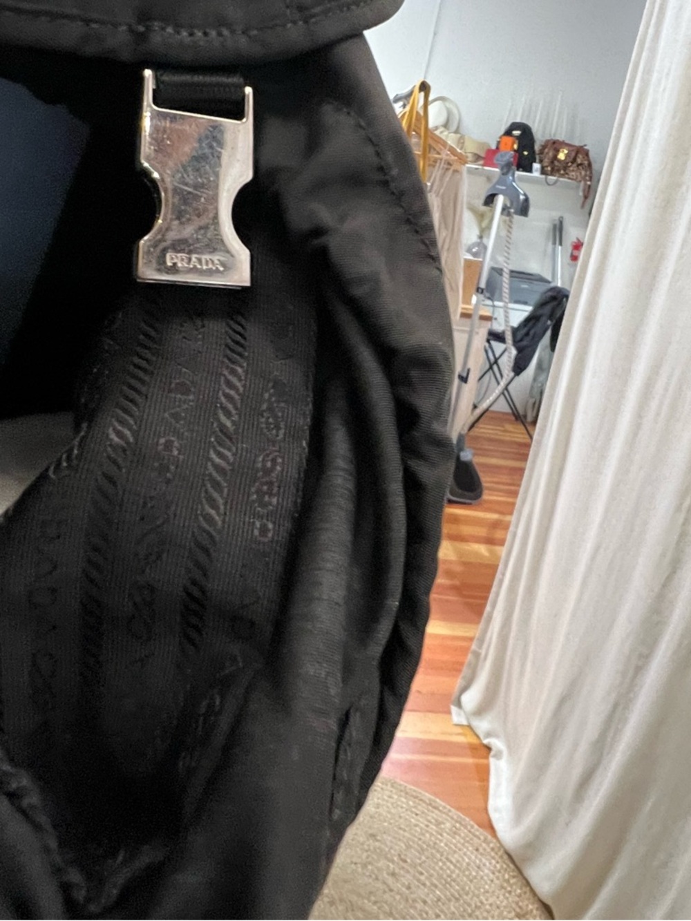 Prada Black Drawstring Nylon Backpack - Picture 8 of 12